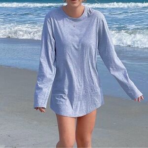 Heather Gray Long Sleeve T-Shirt Dress